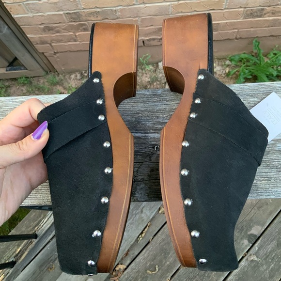 CHRISTIAN DI RICCIO Leather Black Wooden Clogs Women’s Size 10 Made in Italy NEW - Picture 11 of 16